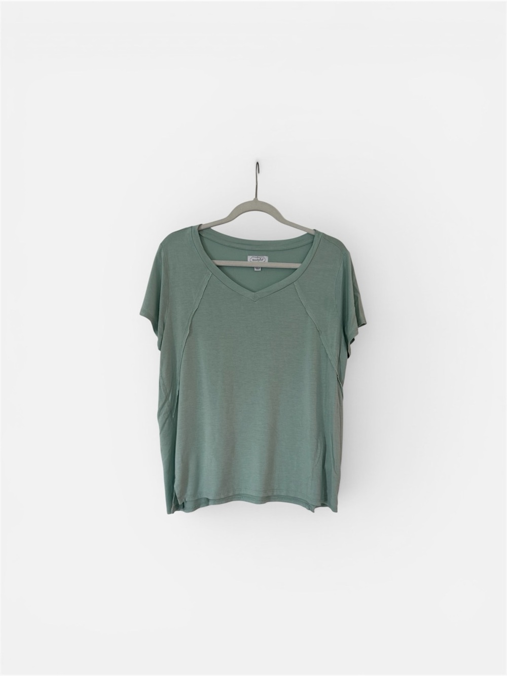 Mud Pie Sage Green V-Neck Short Sleeve Top
